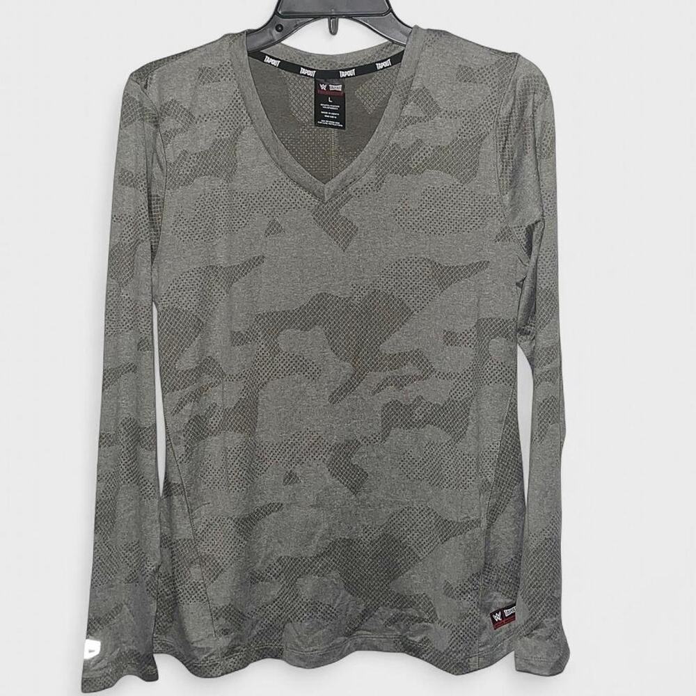 Tapout x WWE Olive Green Camo Space Dye Long Sleeve Shirt - Size L